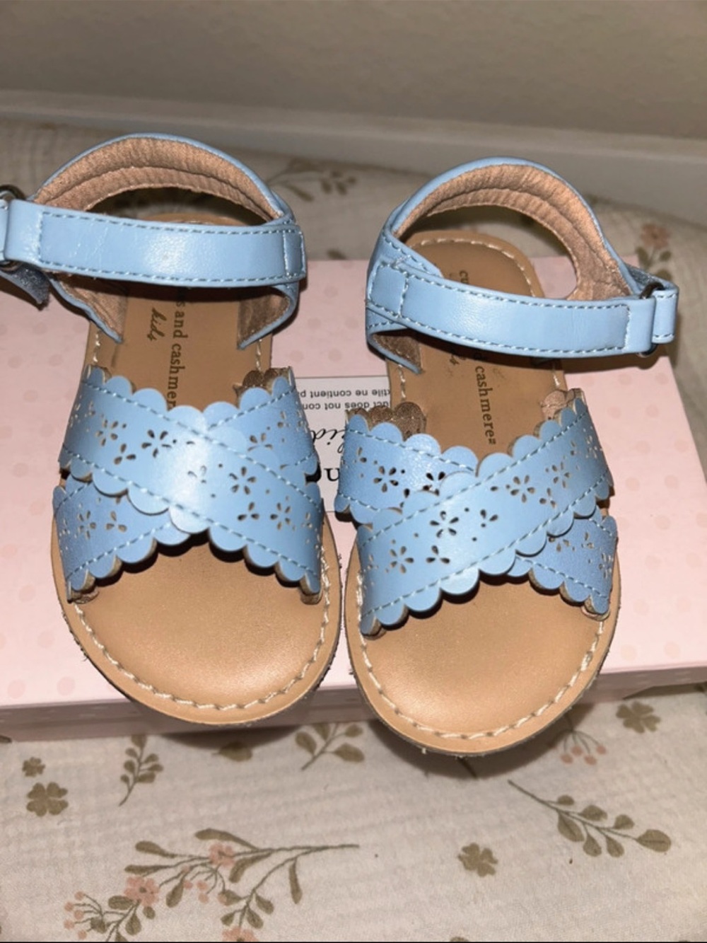cupcakes & cashmere Light Blue Scalloped Laser-Cut Toddler Sandals